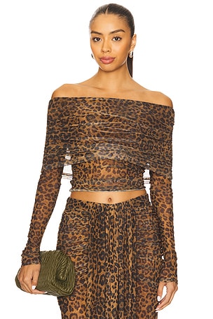 Printed Mesh Off The Shoulder Top Lapointe